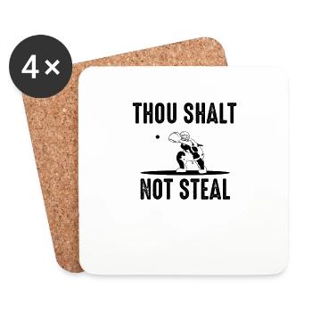 Baseball Thou Shalt Not Steal Softball Catcher - Untersetzer (4er-Set) - Weiß - Vorne