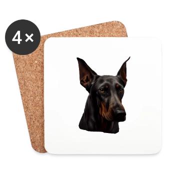 Doberman Dobermans Dog Dogs Puppy Doberman - Coasters (set of 4) - white - Front