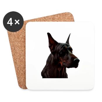 Doberman Dobermans Chien Chiens chiot Doberman - Dessous de verre (lot de 4) - blanc - Devant