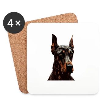 Dobermann Dobermänner Hund Hunde Welpe Dobermann - Untersetzer (4er-Set) - Weiß - Vorne