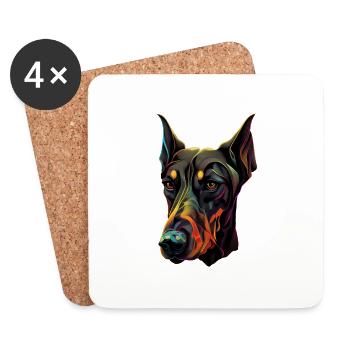 Doberman Dobermans Chien Chiens chiot Doberman - Dessous de verre (lot de 4) - blanc - Devant