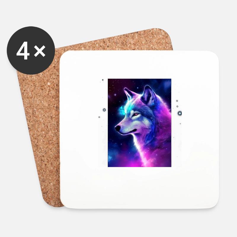 Wolf Galaxie Weltraum Grafik Wolf Lover - Untersetzer (4er-Set) - Weiß