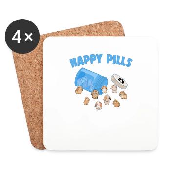Pilules heureuses Lapin Race Funny Holland Lop Bunny - Dessous de verre (lot de 4) - blanc - Devant
