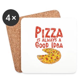 La pizza est toujours une bonne idée 3 - Dessous de verre (lot de 4) - blanc - Devant