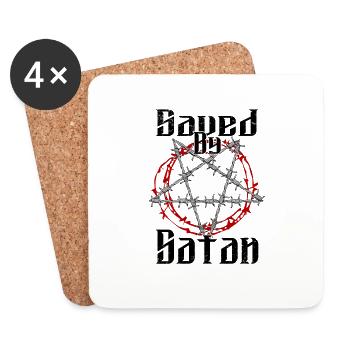 Satan Beelzebub Teufel Gothic Pentagram Mystisch - Untersetzer (4er-Set) - Weiß - Vorne