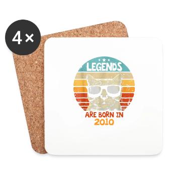 Les légendes sont nées en 2010 Anniversaire Cadeau - Dessous de verre (lot de 4) - blanc - Devant