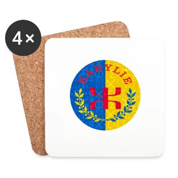 Drapeau Kabylie - écriture tifinagh - Dessous de verre (lot de 4) - blanc - Devant