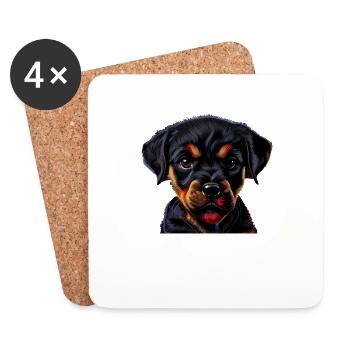 Rottweiler Dog Dogs Puppy Dog Owner Rottweiler - Coasters (set of 4) - white - Front