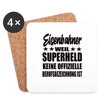 Eisenbahner Superheld Spruch - Untersetzer (4er-Set) - Weiß - Vorne