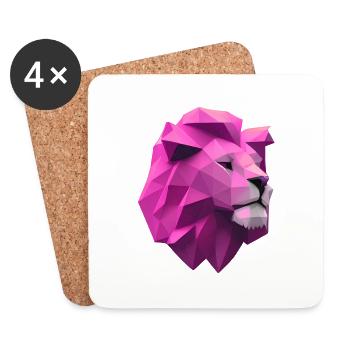 Rose lion Low Poly Art - Dessous de verre (lot de 4) - blanc - Devant