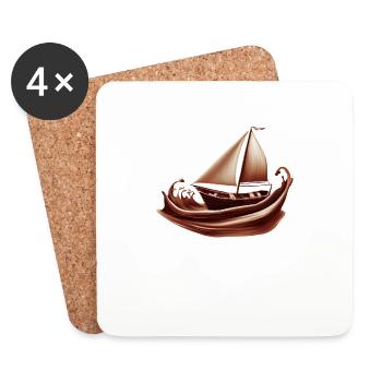Sailing Sailing Ship on Chocolate Sea - Coasters (set of 4) - white - Front