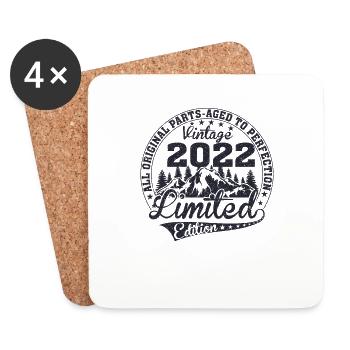 Jahrgang 2022 Vintage Retro Jubiläum - Untersetzer (4er-Set) - Weiß - Vorne