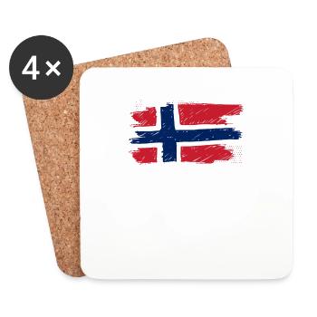Norwegen Experte Flagge Urlaub Geschenk - Untersetzer (4er-Set) - Weiß - Vorne