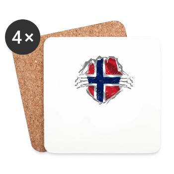 Norwegen Experte Flagge Urlaub Geschenk - Untersetzer (4er-Set) - Weiß - Vorne