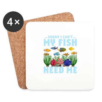 Désolé, je ne peux pas mon poisson a besoin de moi Poisson propriétaire d’aquarium - Dessous de verre (lot de 4) - blanc - Devant