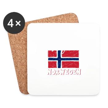 Muss dringend nach Norwegen Flagge Urlaub Geschenk - Untersetzer (4er-Set) - Weiß - Vorne