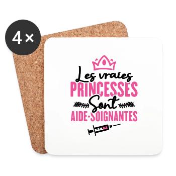 Les vraies princesses sont aide-soignantes - Dessous de verre (lot de 4) - blanc - Devant