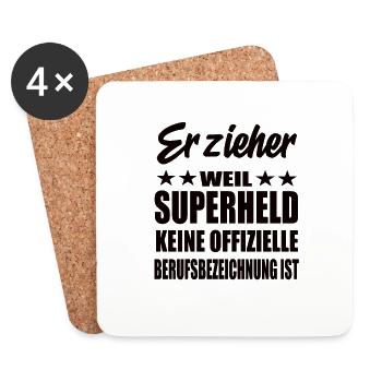 Erzieher Superheld Spruch - Untersetzer (4er-Set) - Weiß - Vorne