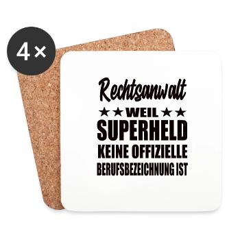Rechtsanwalt Superheld Spruch - Untersetzer (4er-Set) - Weiß - Vorne
