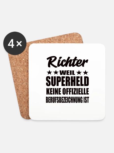 Richter Superheld Spruch - Untersetzer (4er-Set) - Weiß