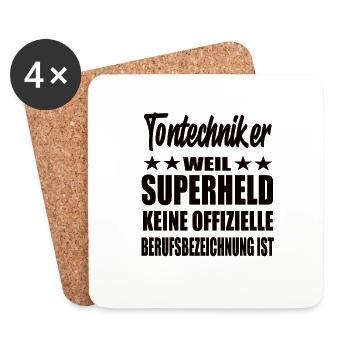 Tontechniker Superheld Spruch - Untersetzer (4er-Set) - Weiß - Vorne