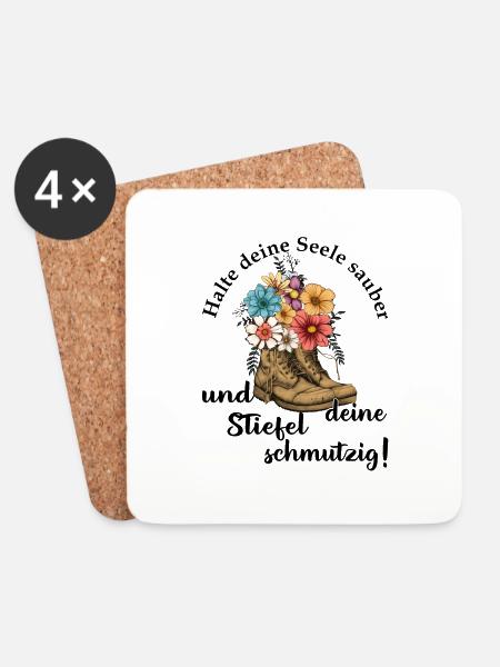 Halte deine Seele sauber und deine Stiefel - Untersetzer (4er-Set) - Weiß