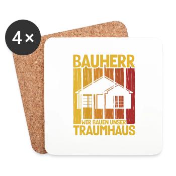 Bauherr Wir Bauen Unser Traumhaus Bauherr Geschenk - Untersetzer (4er-Set) - Weiß - Vorne