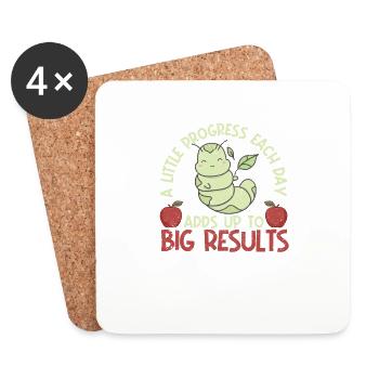 Every day a small progress leads to big - Coasters (set of 4) - white - Front