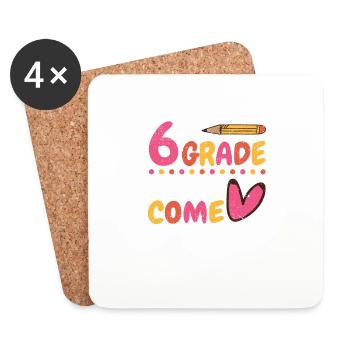 6ème année: C’est là que je reviens à l’école - Dessous de verre (lot de 4) - blanc - Devant