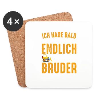 Bald muss ich mein Spielzeug teilen Bruder Geschen - Untersetzer (4er-Set) - Weiß - Vorne