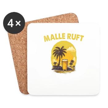 Malle ruft gelb Bier und Insel - Untersetzer (4er-Set) - Weiß - Vorne