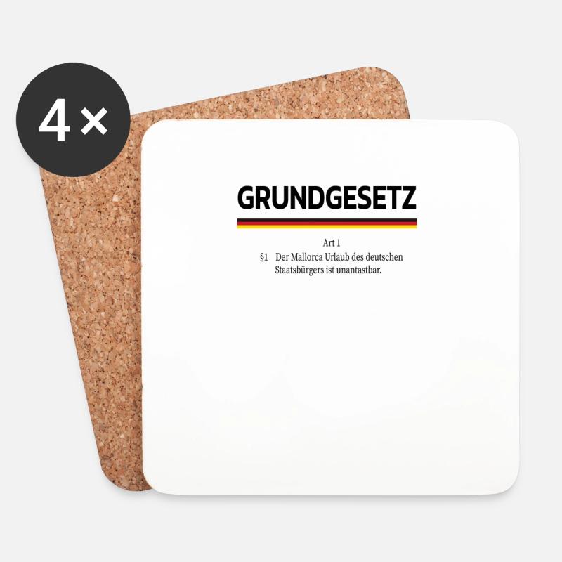 Lustiges Satire Grundgesetz Mallorca Urlaub - Untersetzer (4er-Set) - Weiß