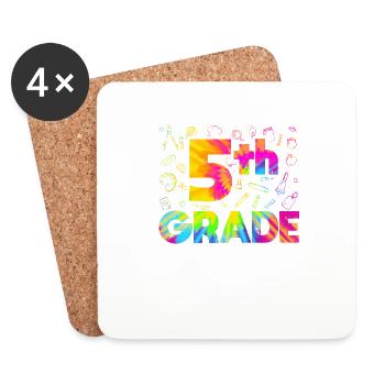 Tie Dye 5th Grade Here I Come Teacher Fifth - Coasters (set of 4) - white - Front
