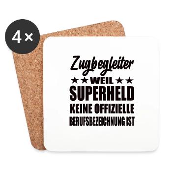 Zugbegleiter Superheld Spruch - Untersetzer (4er-Set) - Weiß - Vorne