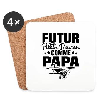 Futur Pilote d'avion comme Papa - Dessous de verre (lot de 4) - blanc - Devant