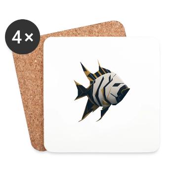 Poissons géométriques - Dessous de verre (lot de 4) - blanc - Devant
