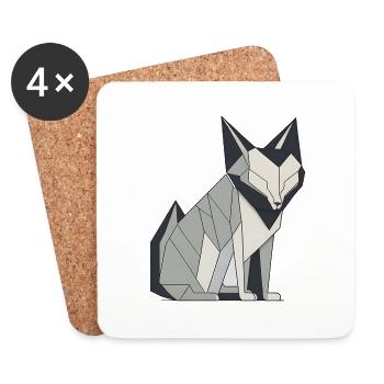 Geometrische Katze - Untersetzer (4er-Set) - Weiß - Vorne