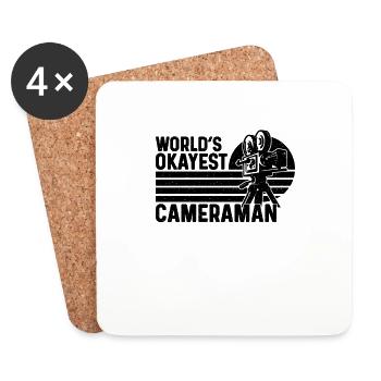 World's Okayest Cameraman Retro Camera Operators - Coasters (set of 4) - white - Front
