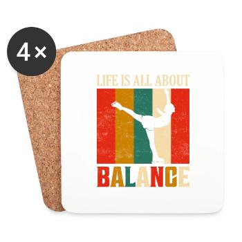 La vie est une question d’équilibre patineur artistique Ice Skatin - Dessous de verre (lot de 4) - blanc - Devant