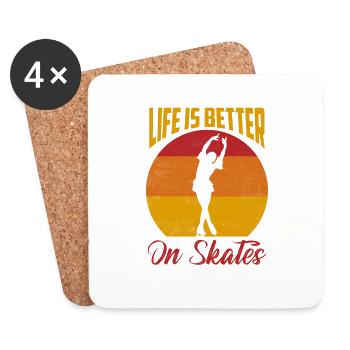 La vie est meilleure sur patins patineur artistique patinage sur glace - Dessous de verre (lot de 4) - blanc - Devant