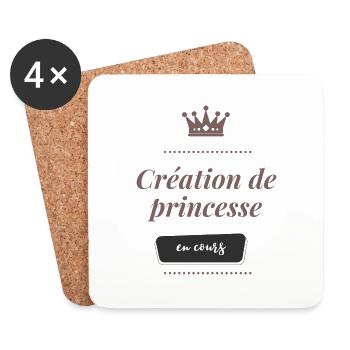 Création de princesse en cours - Dessous de verre (lot de 4) - blanc - Devant