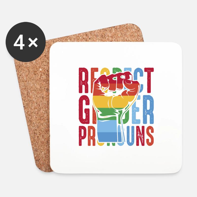 Respect Gender Pronouns - Untersetzer (4er-Set) - Weiß