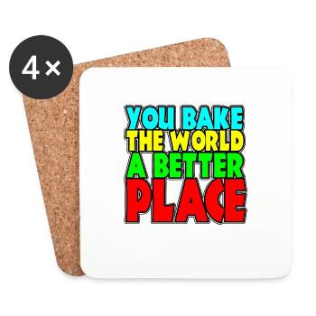 you bake the world a better place - Dessous de verre (lot de 4) - blanc - Devant