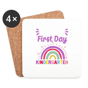 Happy First Day of Kindergarten Rainbow Back - Coasters (set of 4) - white - Front
