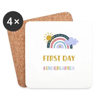 Happy First Day of Kindergarten Rainbow Back - Coasters (set of 4) - white - Front