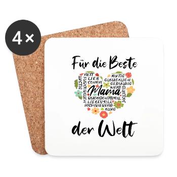 Muttertag 2023 Beste Mama der Welt Mama Love - Untersetzer (4er-Set) - Weiß - Vorne