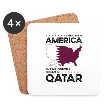 Geboren in Katar Katar Amerikaner USA - Untersetzer (4er-Set) - Weiß - Vorne