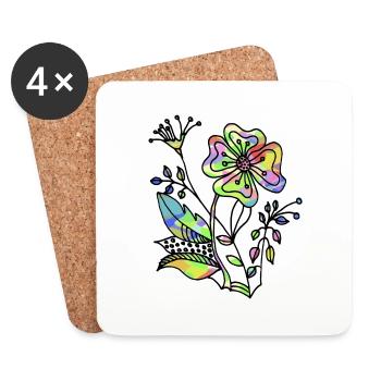 Fleur - Dessous de verre (lot de 4) - blanc - Devant