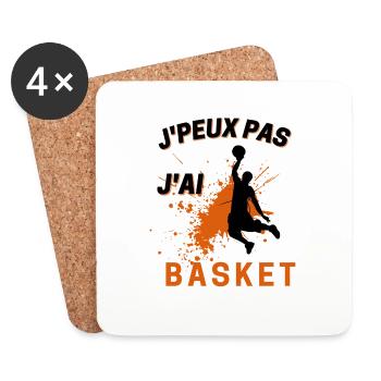 j'peux pas j'ai basket - cadeau joueur de basket - Dessous de verre (lot de 4) - blanc - Devant