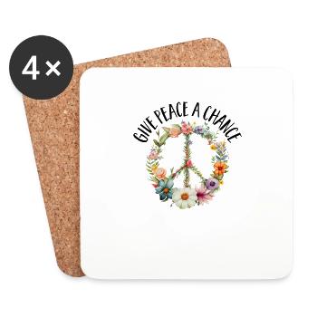 Hippie Peace Sign Peace Flowers Flower Child - Dessous de verre (lot de 4) - blanc - Devant